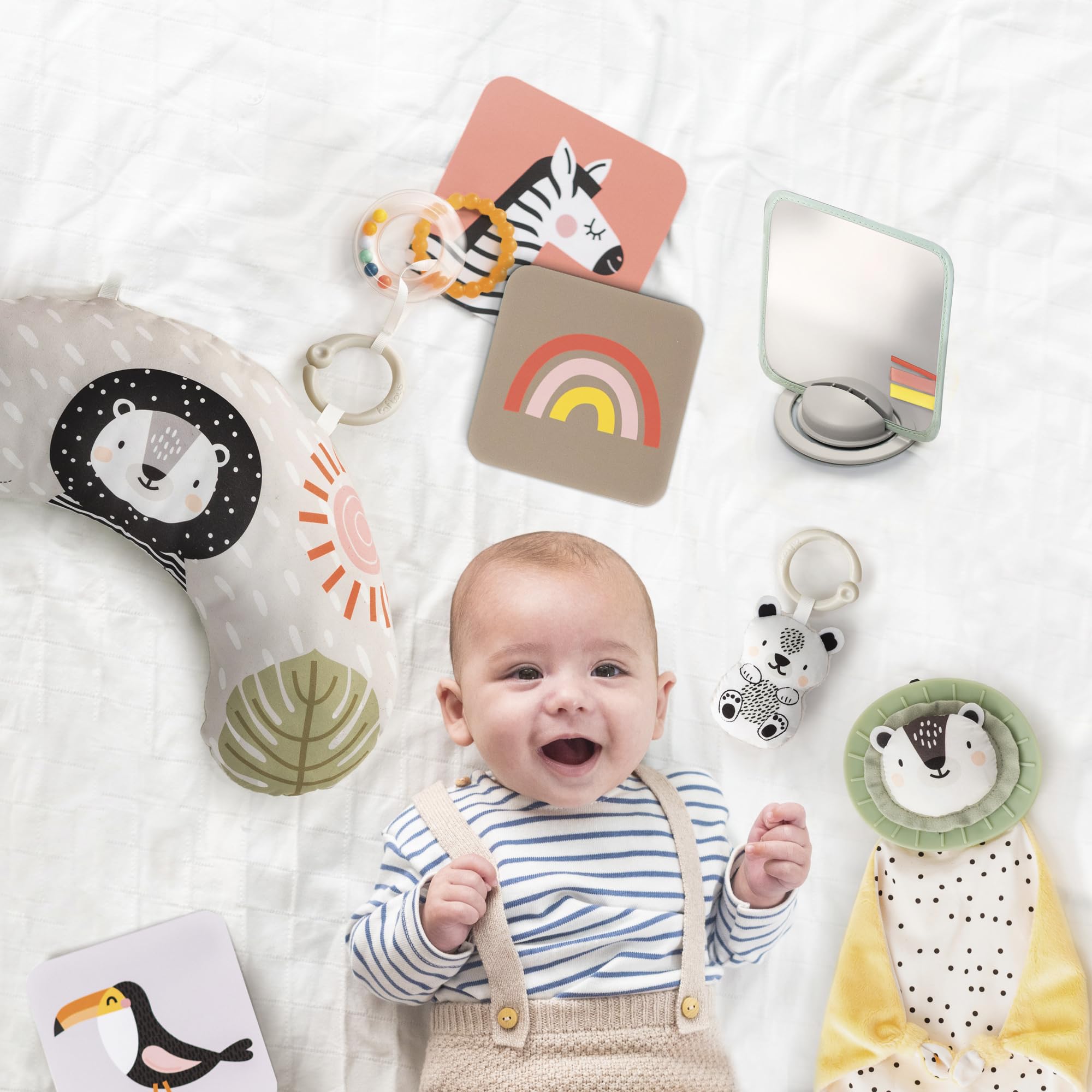 TAF TOYS developmental guide book—parent tips for milestones and engaging activities.