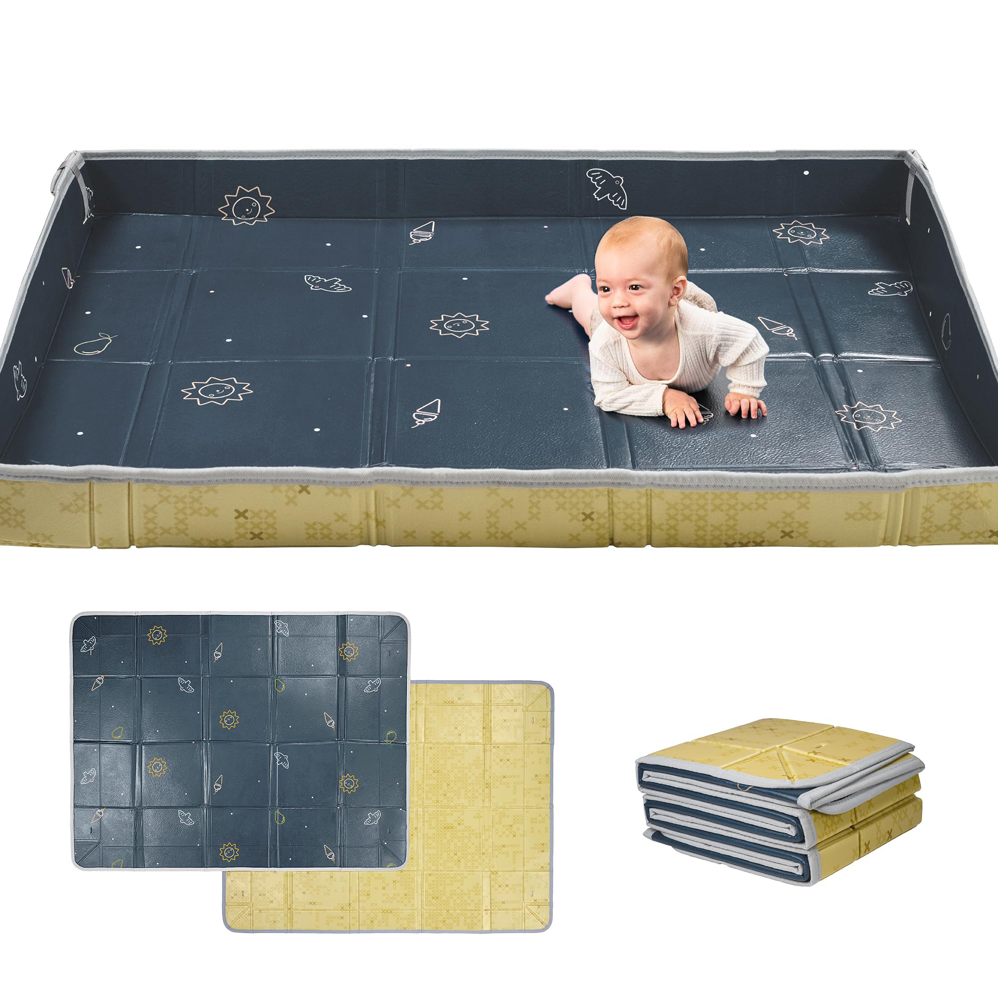 Taf Toys Fold 'n Fun Mat folded setup, highlighting portability and compact storage.