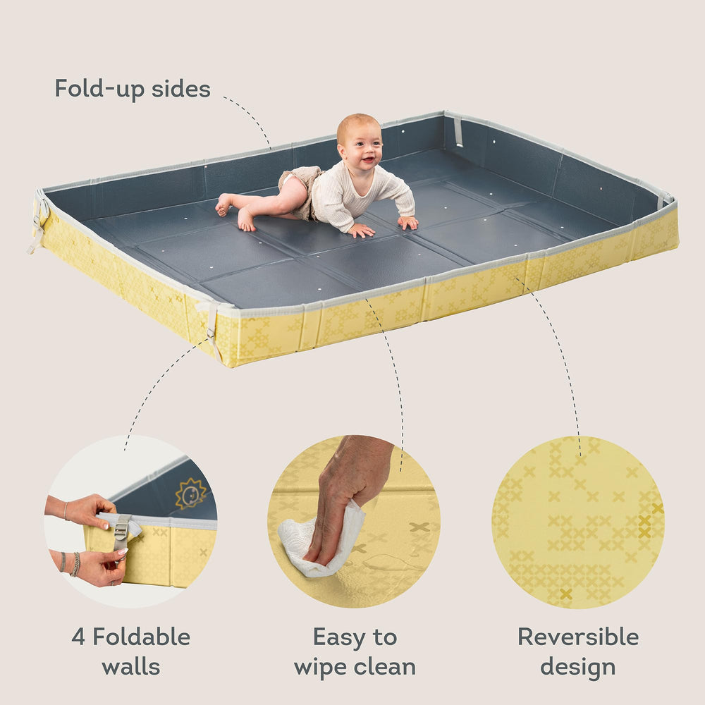 Taf Toys Fold 'n Fun Mat showing reversible design for baby engagement.