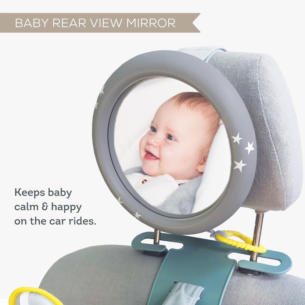 Taf Toys Koala in-Car Play Center fabric view emphasizes soft, washable fabric for quick cleanup.