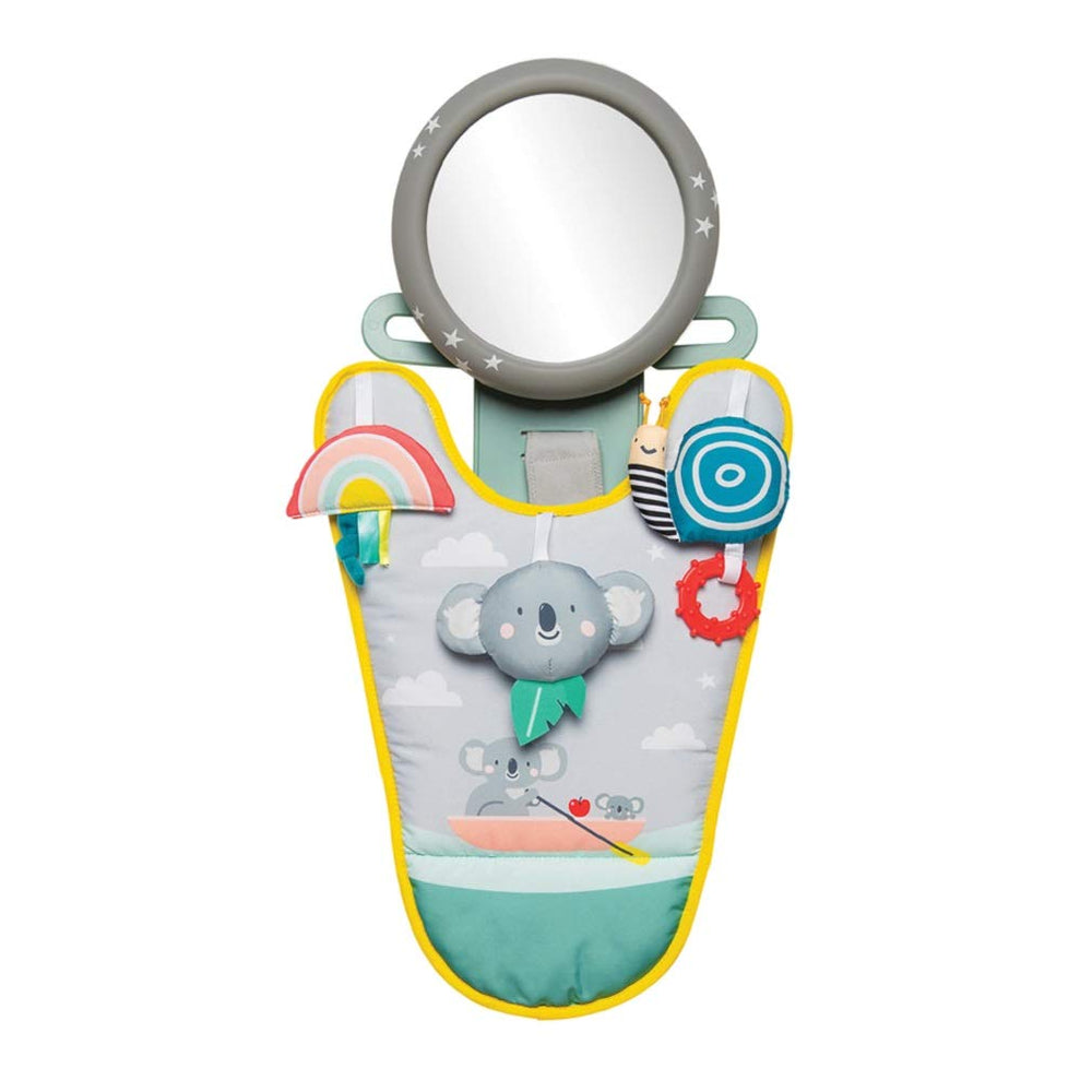 Taf Toys Koala in-Car Play Center front view engages baby with soft toys during rides.