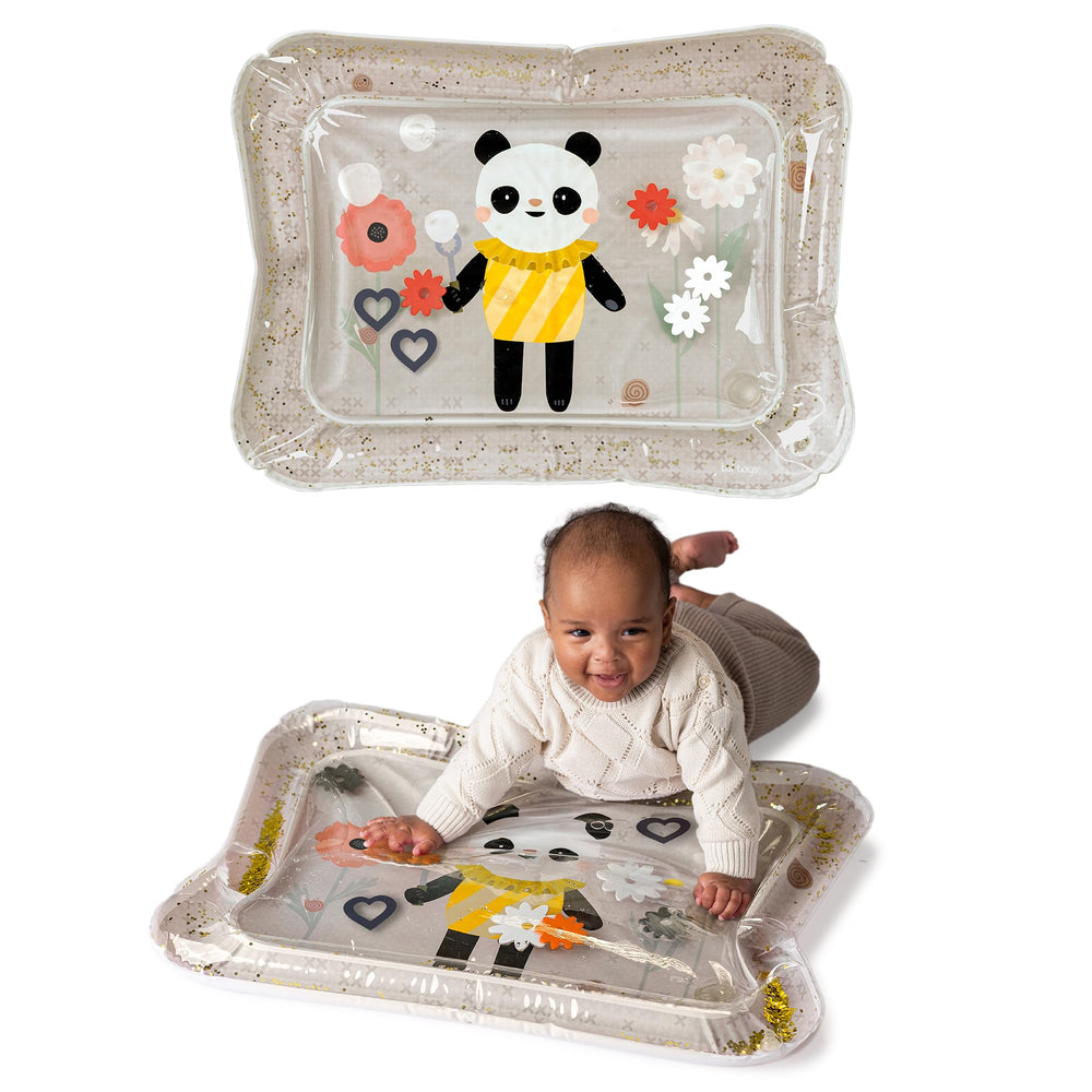 Taf Toys Panda Bloom Water Mat top view with vibrant toys for tummy time play