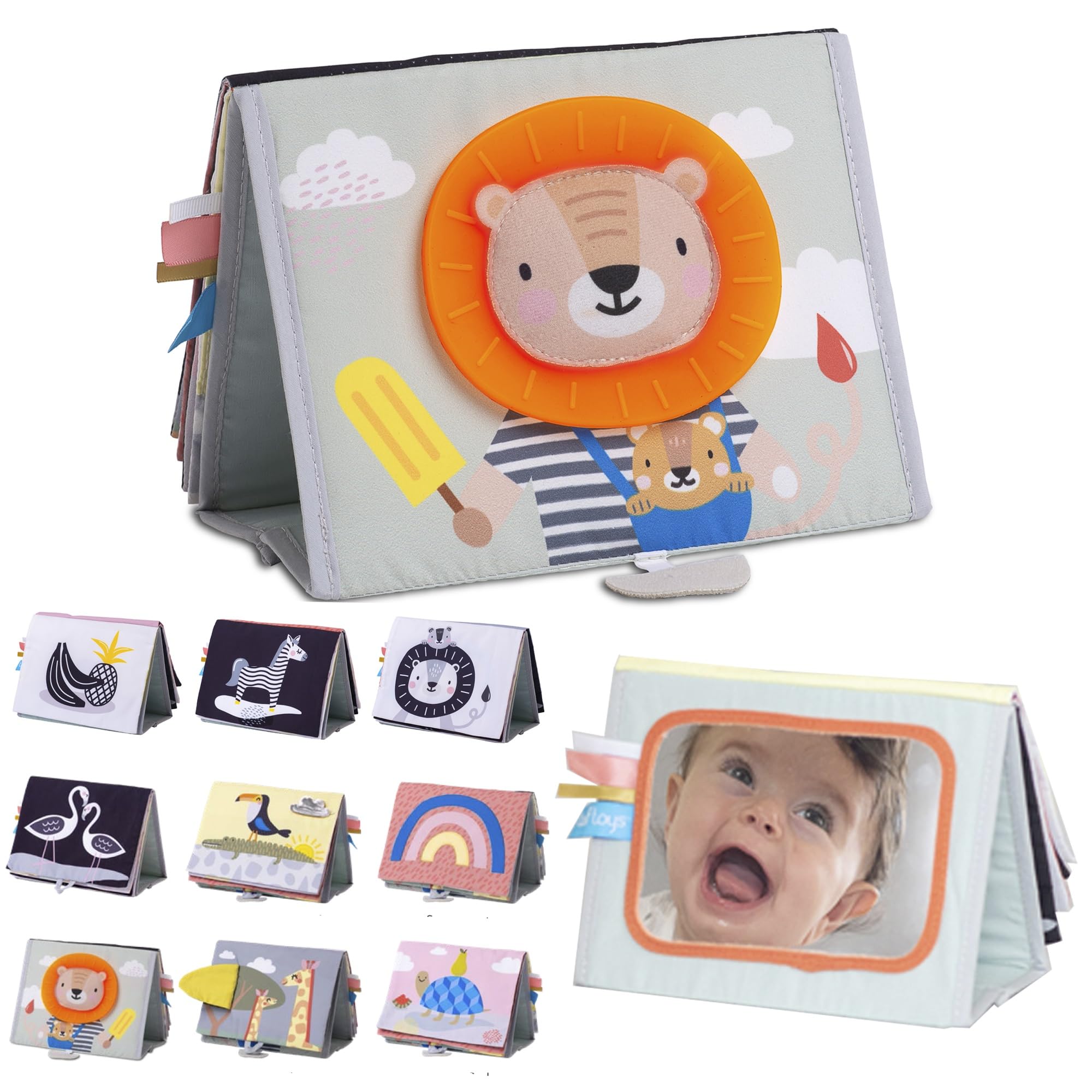 Taf Toys Savannah infant tummy time book with mirror for visual exploration during playtime
