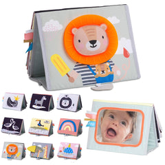 Taf Toys Savannah infant tummy time book with mirror for visual exploration during playtime