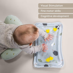 Taf Toys tummy time cushion with teether and crinkle toy enhances sensory exploration