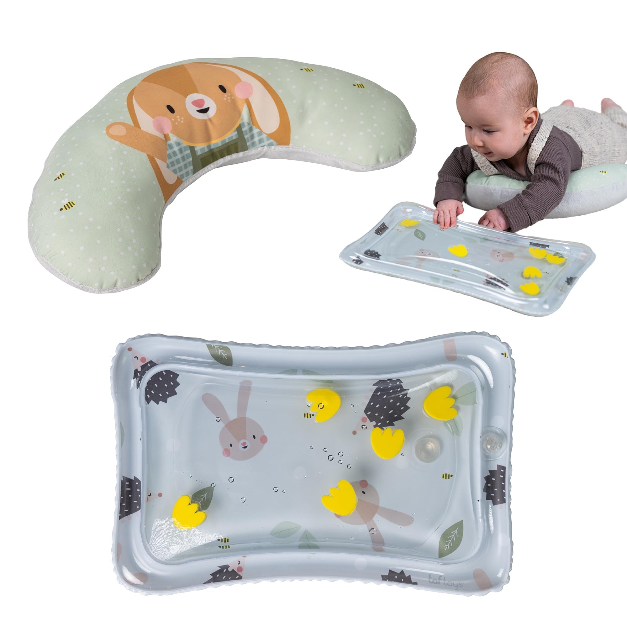 Taf Toys Tummy Time Set ergonomic cushion supports baby neck alignment during playtime