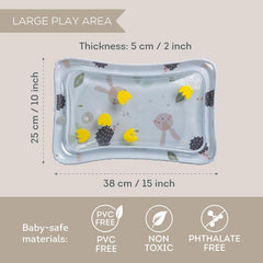 Taf Toys water mat thick 0-3mm PVC ensures durable, leak-resistant play surface.