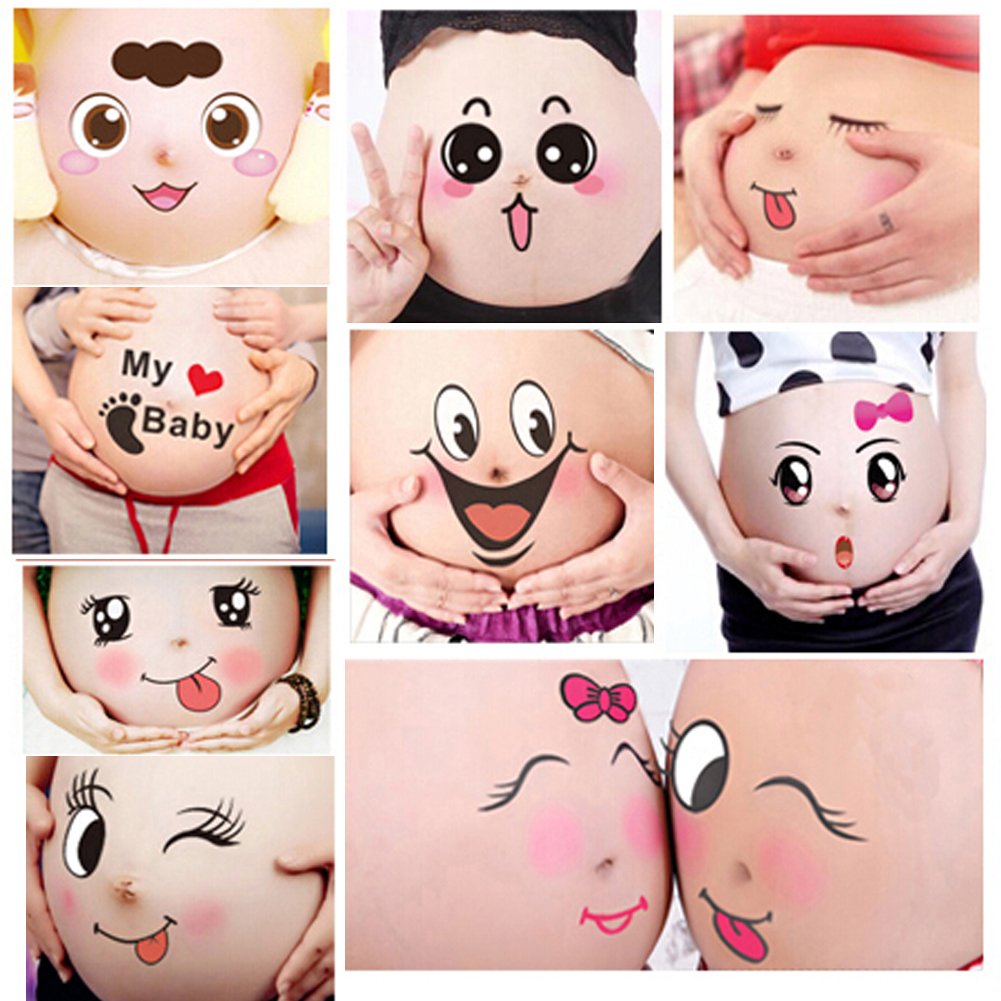 TAFLY baby bump stickers flatlay for maternity photos, perfect props for documenting pregnancy growth.