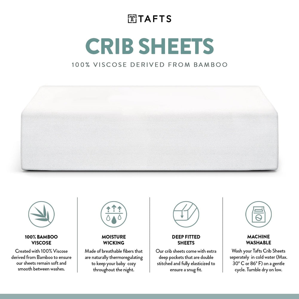 Tafts crib sheets fitted on crib mattress view