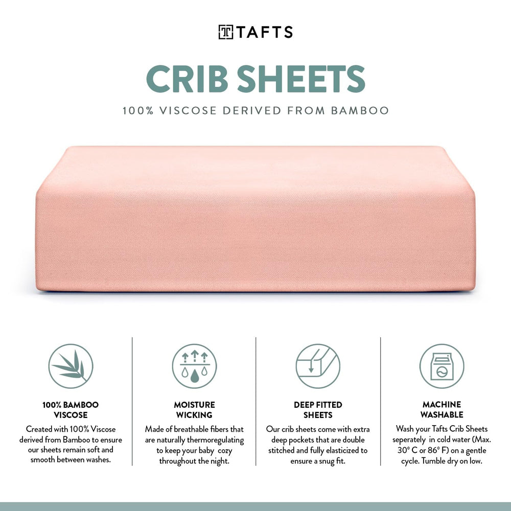 Tafts bamboo crib sheet emphasizes deep-pocket durability for everyday night use.