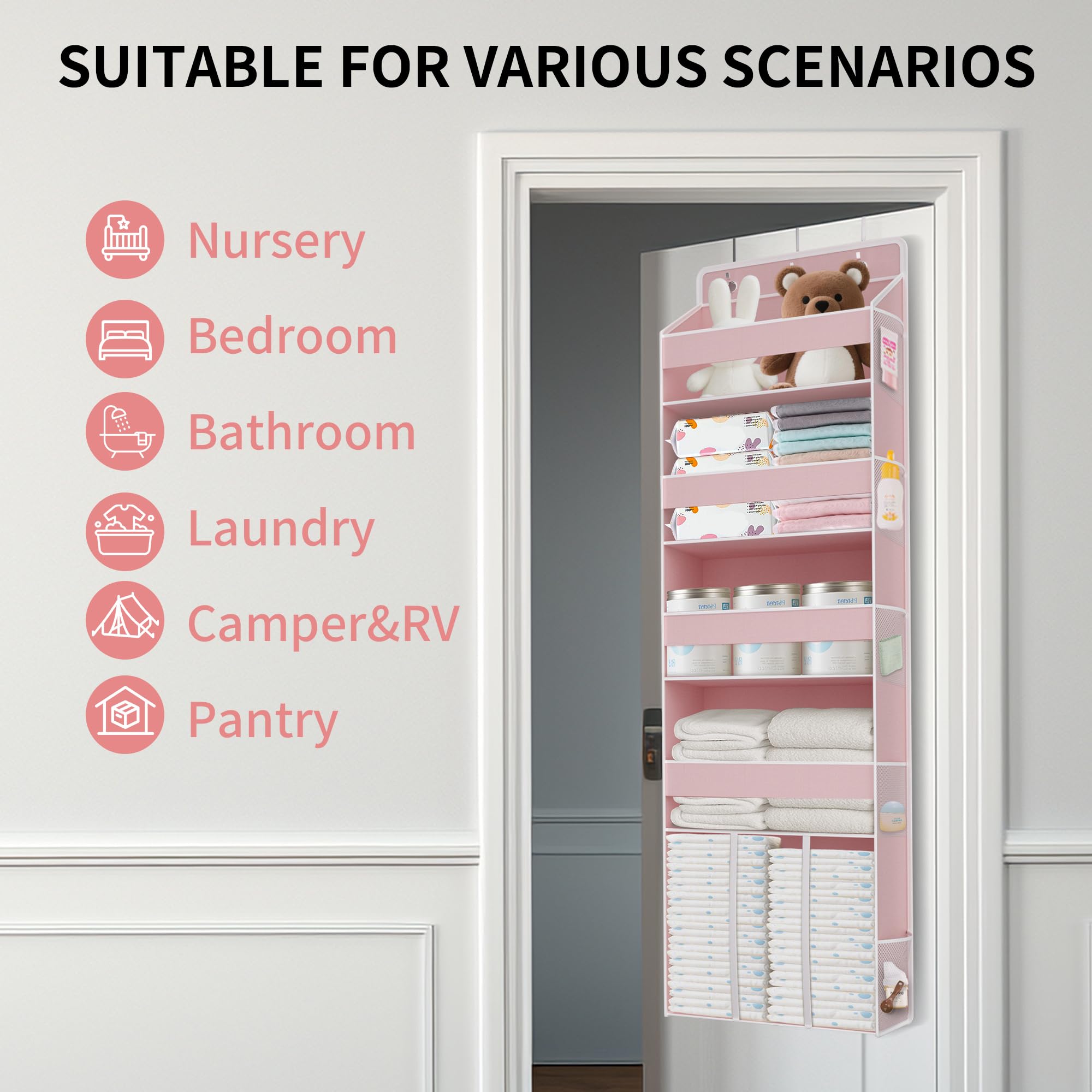 TAHAVICE bottom diaper storage area holds up to 60 diapers