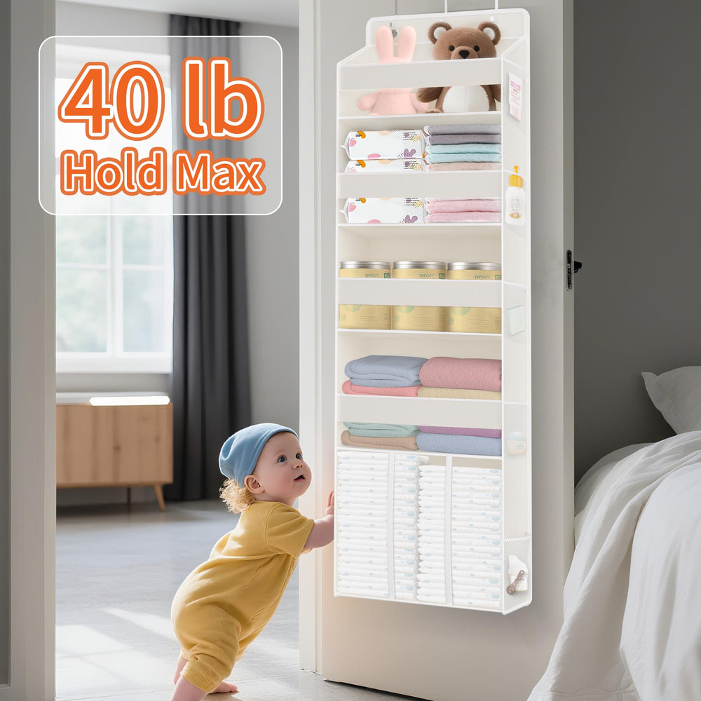 TAHAVICE diaper stack storage holds up to 60 diapers for nap-time changes.