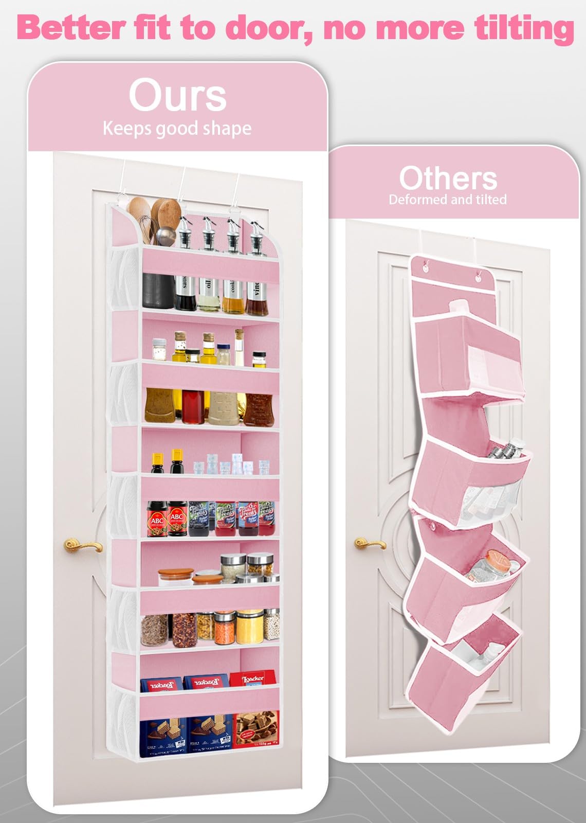 TAHAVICE door organizer shows ten mesh pockets for breathable, accessible storage on door.