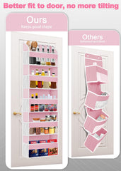 TAHAVICE door organizer shows ten mesh pockets for breathable, accessible storage on door.