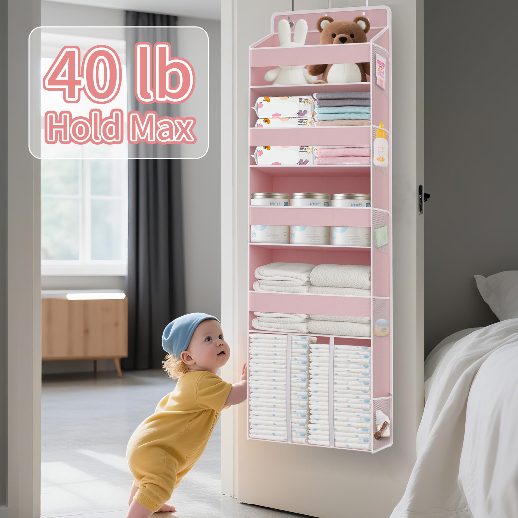 TAHAVICE door organizer installs easily with sturdy hooks, tool-free