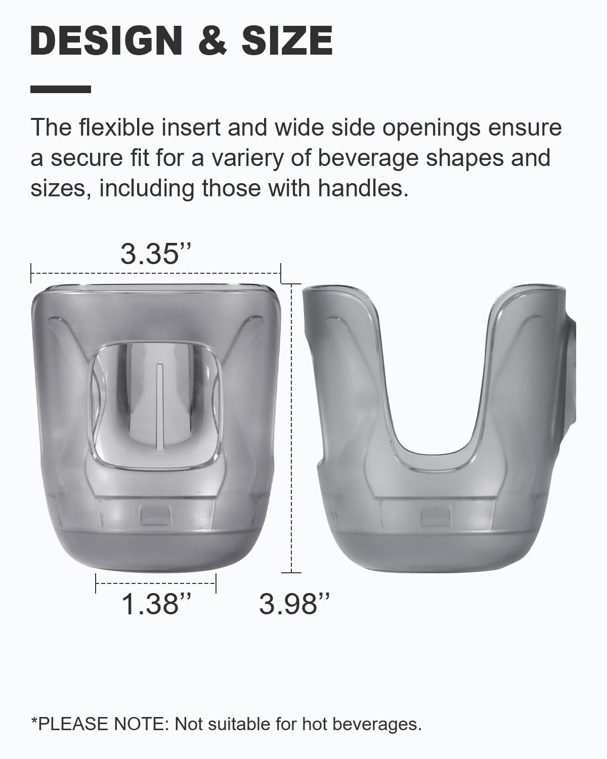 Taheng cup holder on Cruz in use with a beverage while pushing