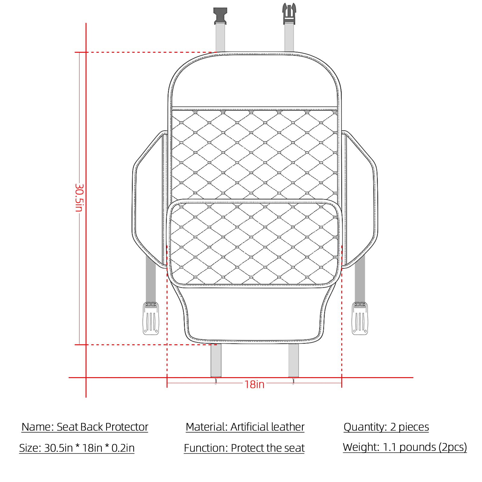 TAIKOO seat back protector bottom ribbon hidden preserves interior aesthetics