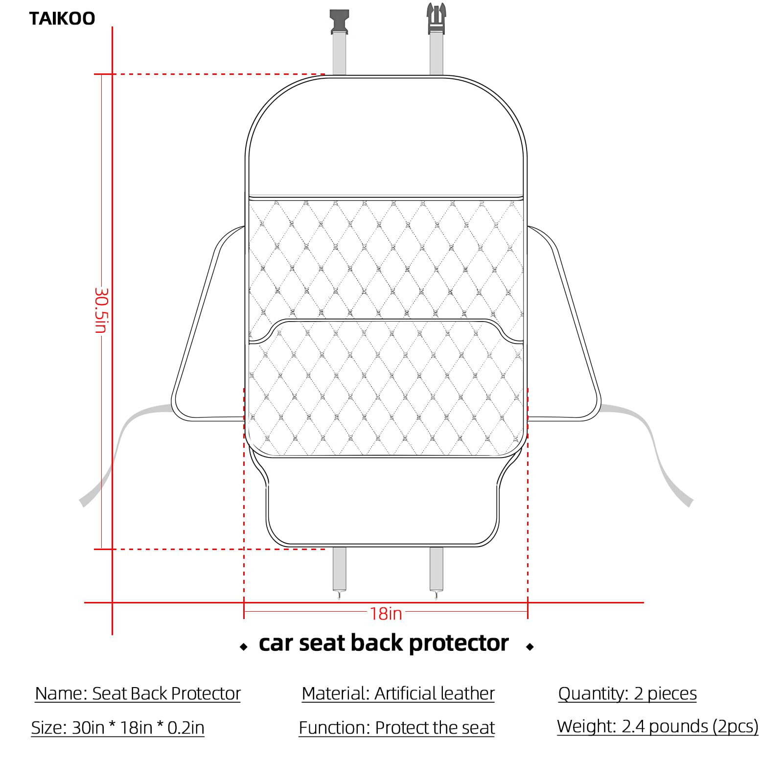 TAIKOO seat back protector car-fit for sedans, SUVs, and trucks.