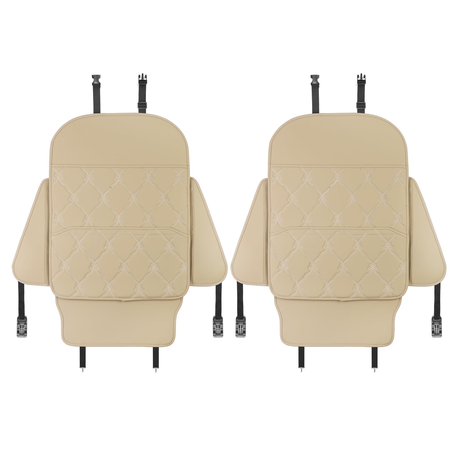 TAIKOO seat back protector installation demonstrates adjustable length and secure buckles for snug fit