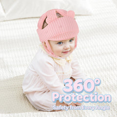 Tailjolly pink bear head protector fits toddlers during walking