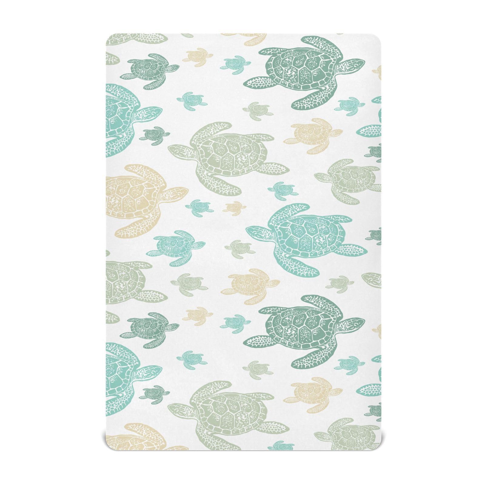 Takiito Sea Turtles crib sheet fabric closeup shows soft modal texture for baby comfort