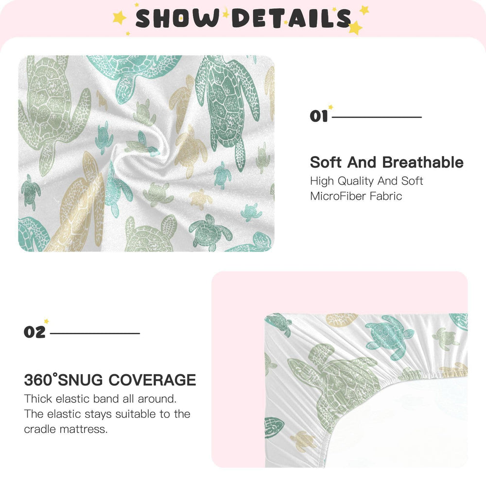 Takiito Sea Turtles crib sheet with full elastic band stays put