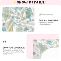 Takiito Sea Turtles crib sheet with full elastic band stays put