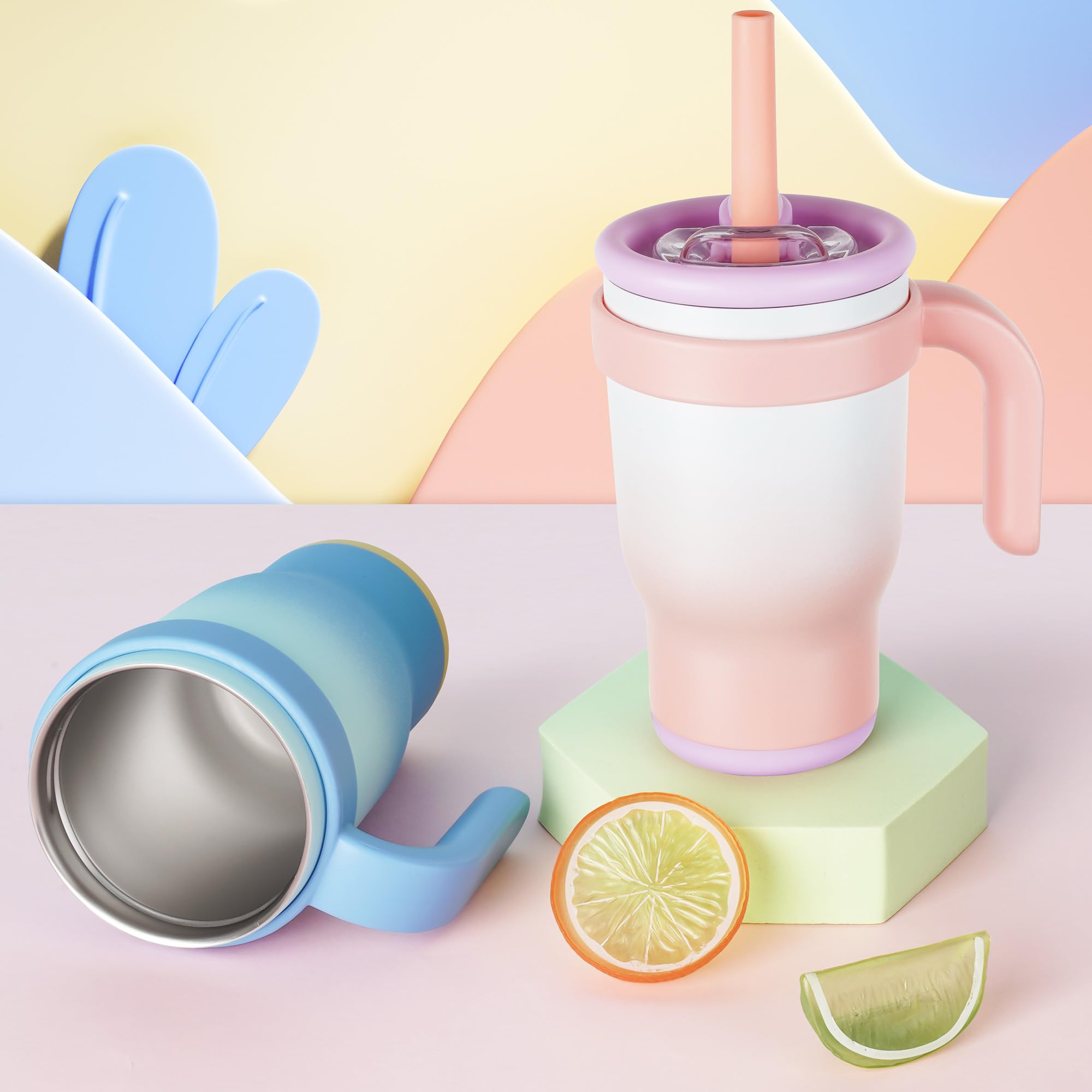 TAKYIT 14oz travel-size cup fits cup holders and bags for daycare or road trips