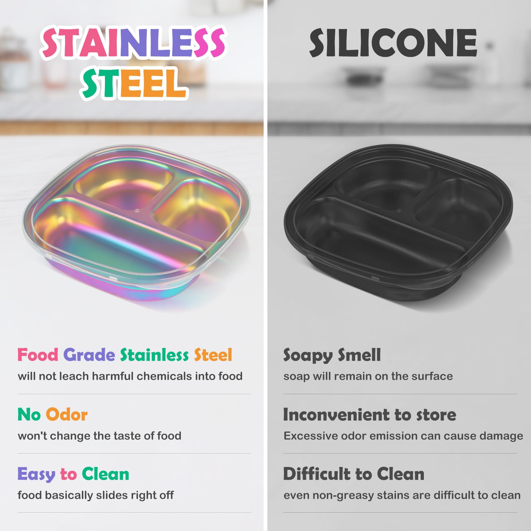 Taladad kids plates with lids in use for spill-free travel meals
