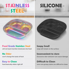 Taladad kids plates with lids in use for spill-free travel meals