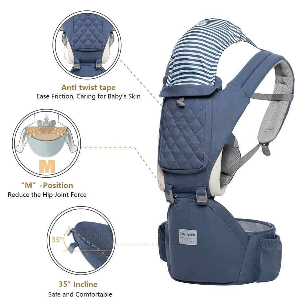 TALENBEEN ergonomic seat illustrates natural M position for baby's hips