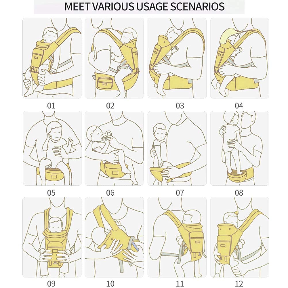 TALENBEEN baby carrier hip seat use demonstrates ergonomic support for growing infants