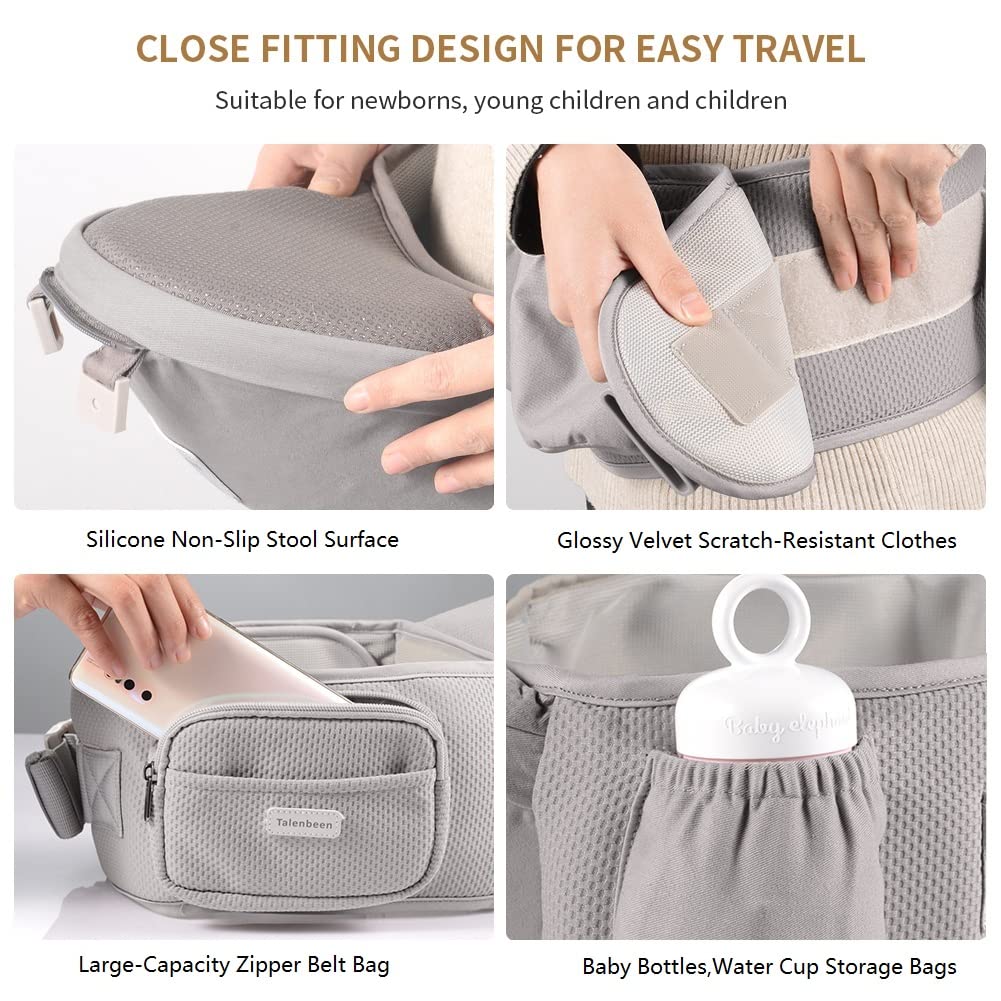 TALENBEEN hip-seat-lumbar-support eases baby hip alignment and parent comfort.