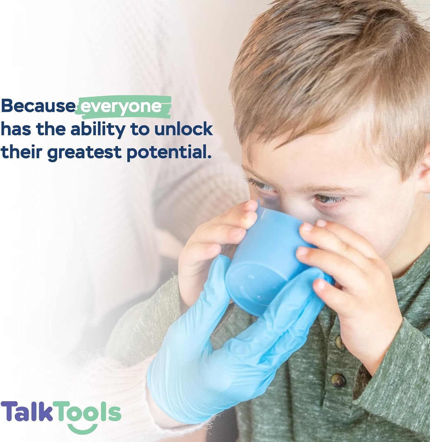 TalkTools Cup features ergonomic rim and grip-friendly edges for steady grip.