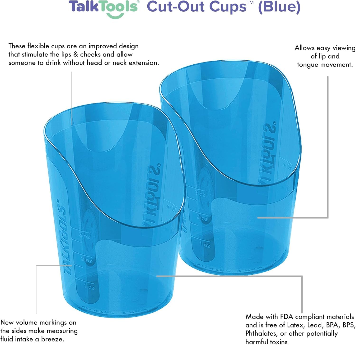 TalkTools Cut Out Cups two-pack ships safely for quick setup.