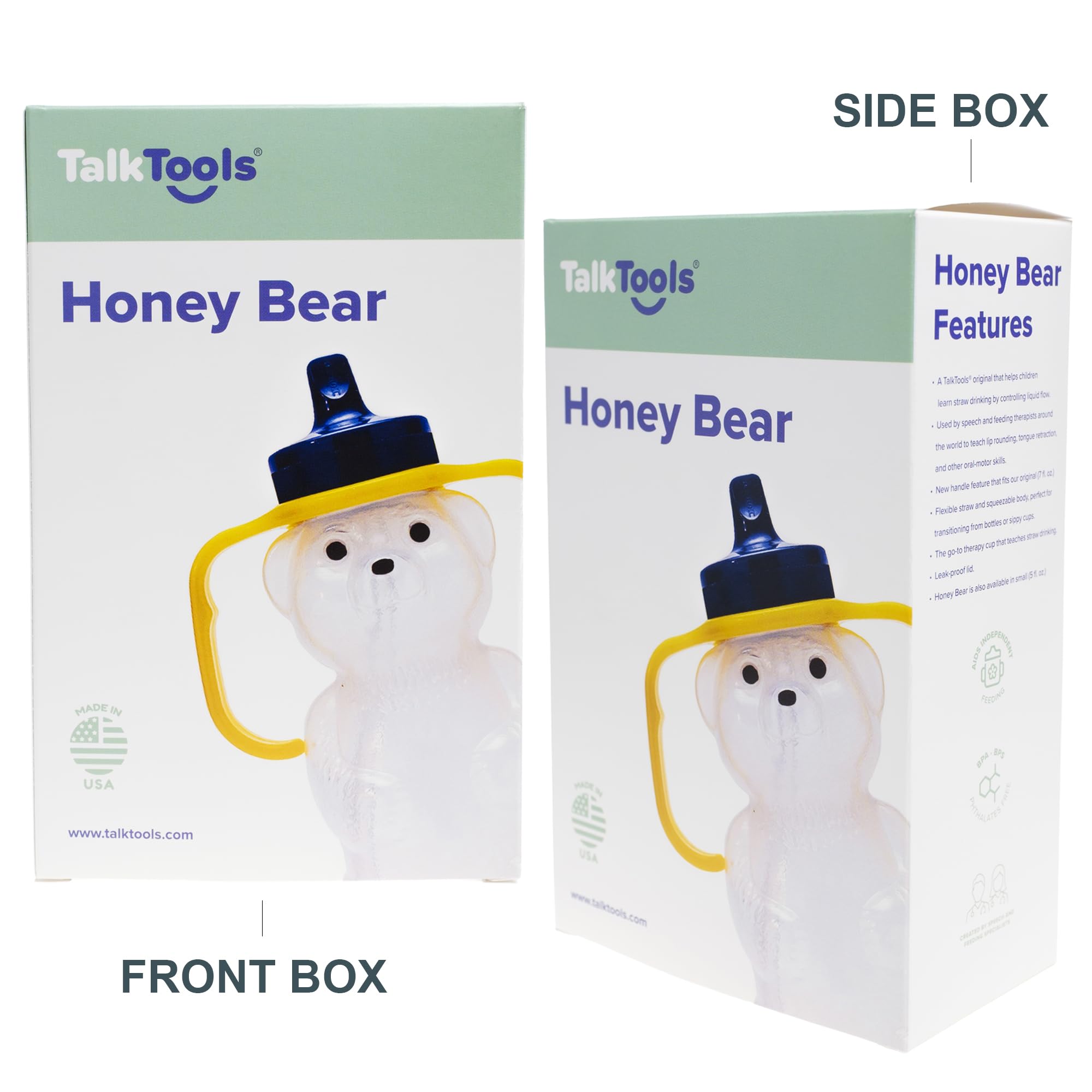 TalkTools Honey Bear straw cup wide opening allows easy cleaning