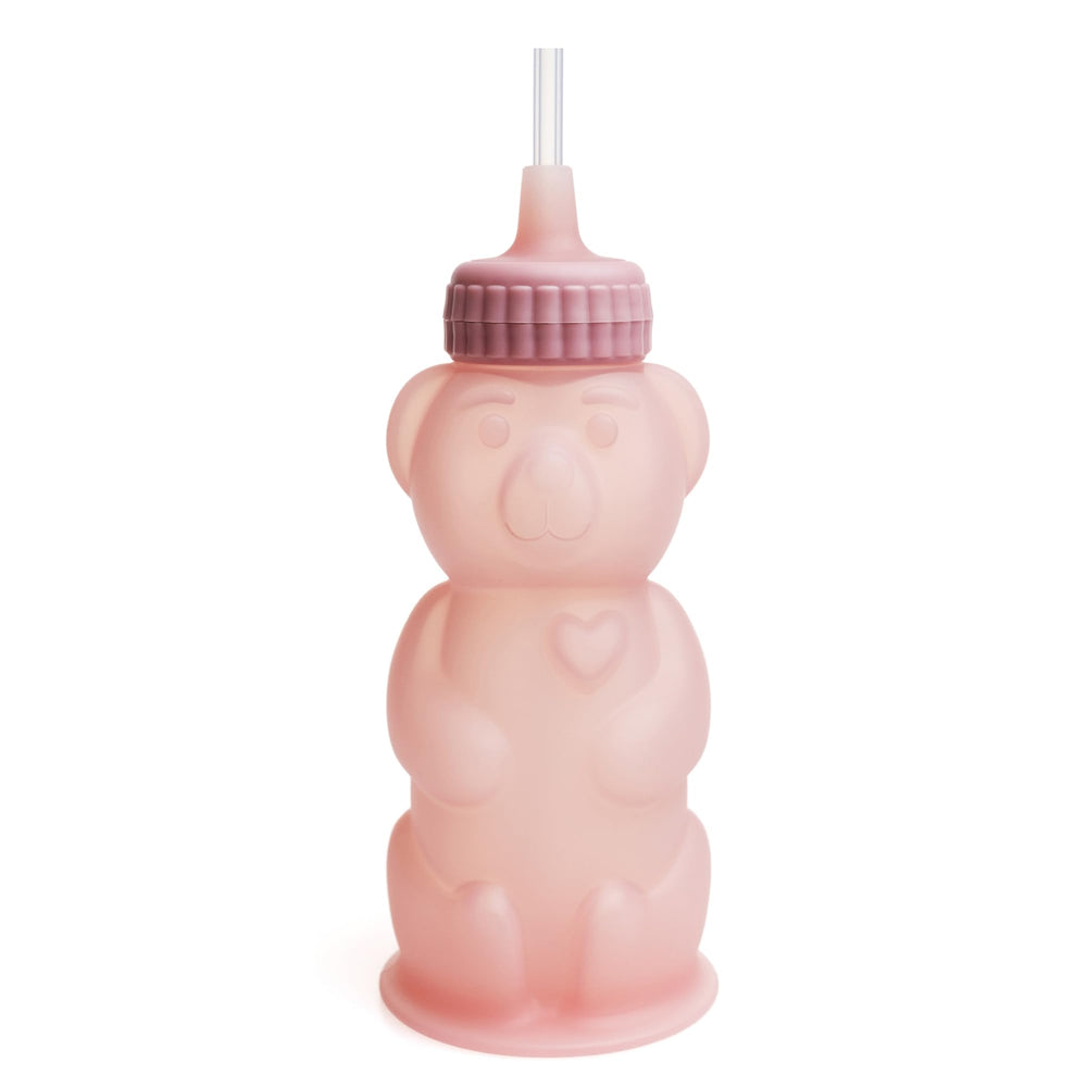 TalkTools Honey Bear cup back view with measurement marks for portion awareness