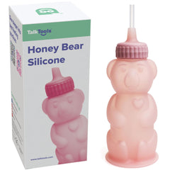 TalkTools Honey Bear cup side view shows easy-grip design for tiny hands.