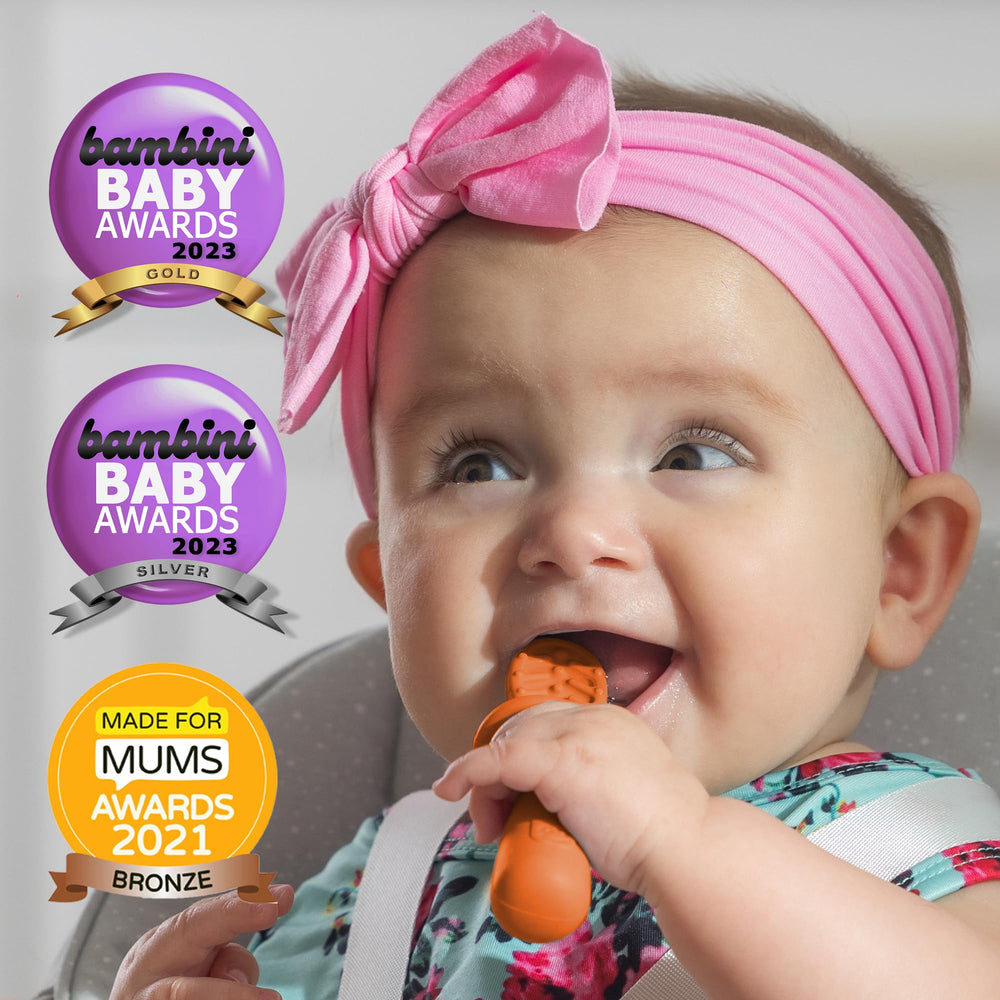 TalkTools ITSY spoons Tangerine safe silicone materials BPA and lead free.