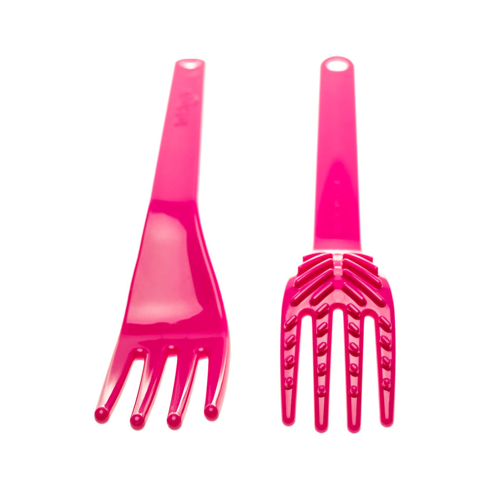 TalkTools Magenta Fork textured option adds tactile cues to mealtime exploration.