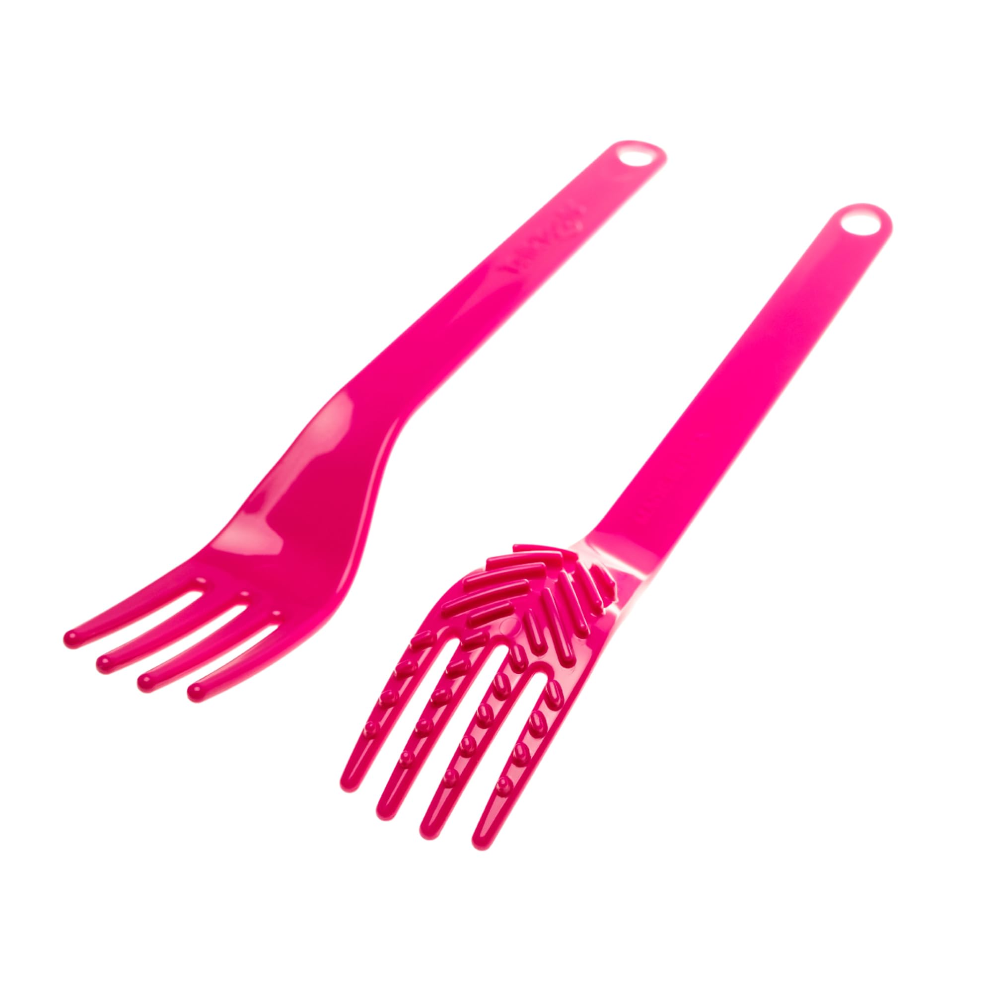 TalkTools Magenta Fork supports lip closure during eating with designed prompts.