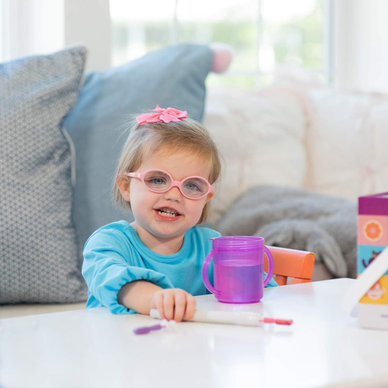 TalkTools recessed lid cup straw compatibility image emphasizes flexible on-the-go hydration.