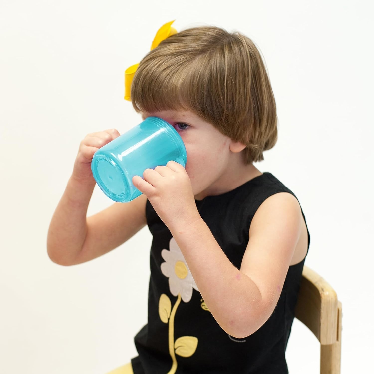 TalkTools recessed lid cup serving milk or juice with ease.