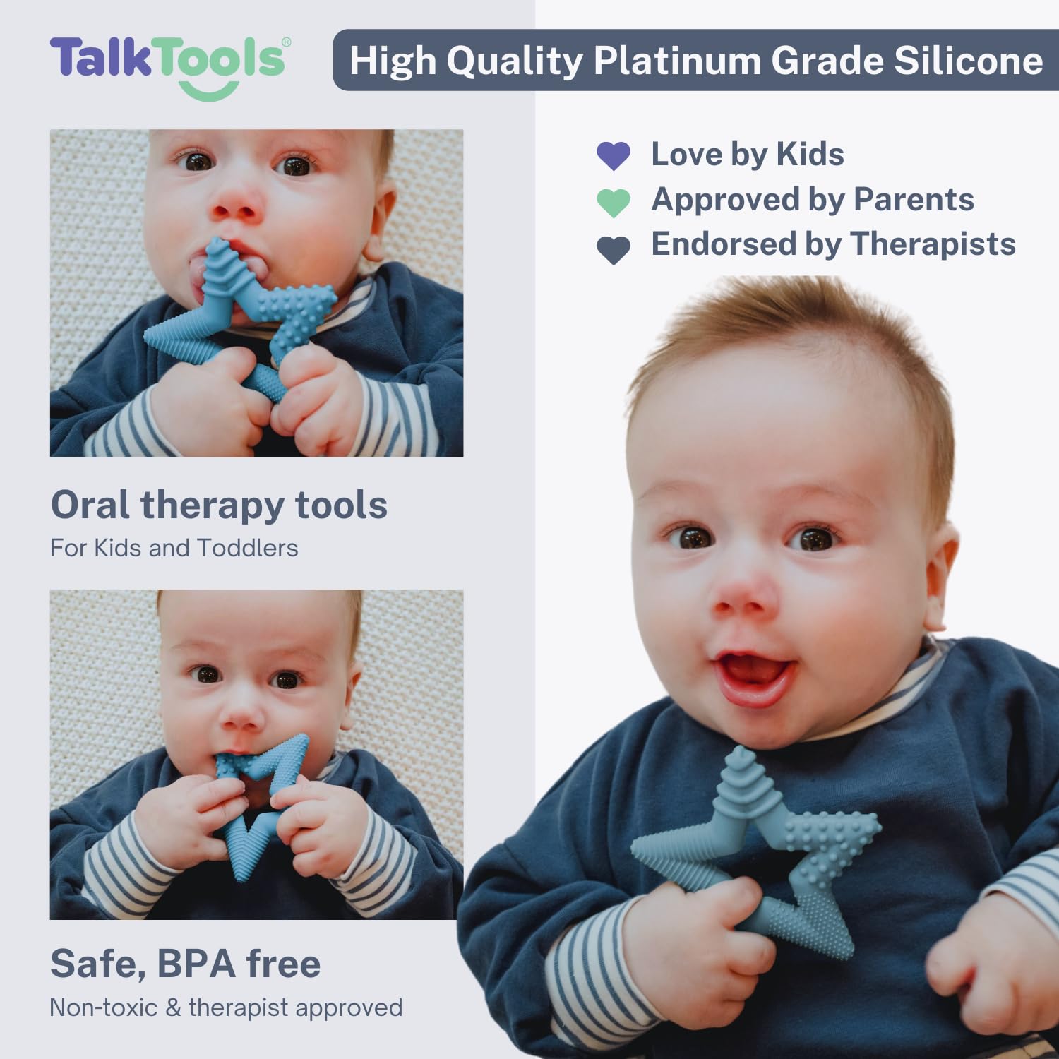 TalkTools Sensory Teeny Teether Star Ocean supports baby teeth development safely