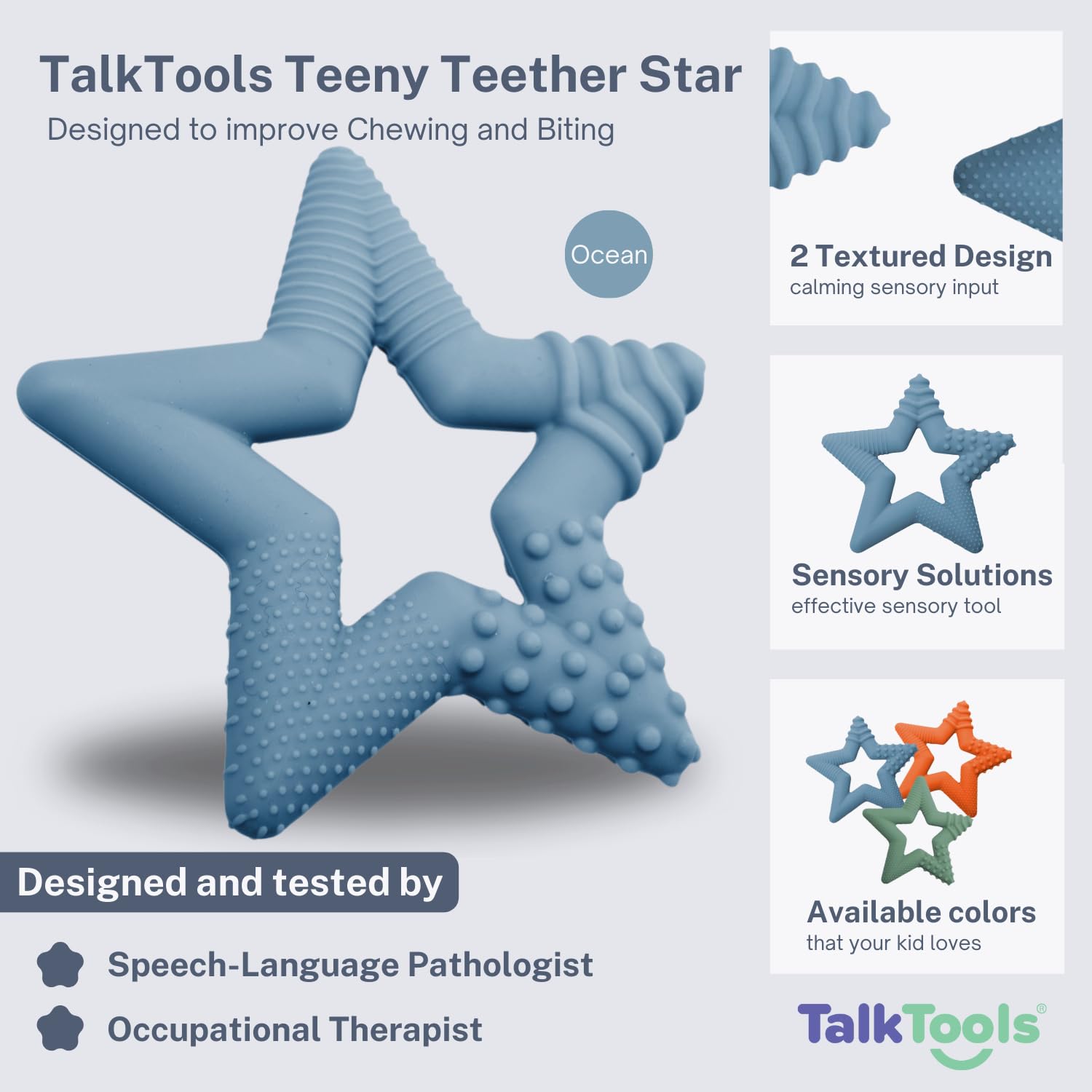TalkTools Sensory Teeny Teether Star Ocean is dishwasher-safe for easy cleaning