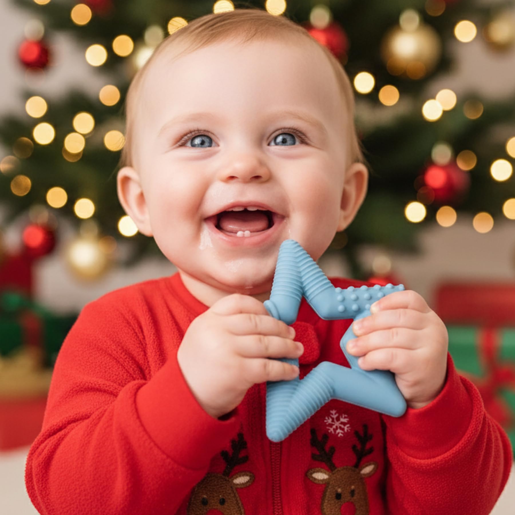 TalkTools Sensory Teeny Teether Star Ocean in use during activities supports focused chewing