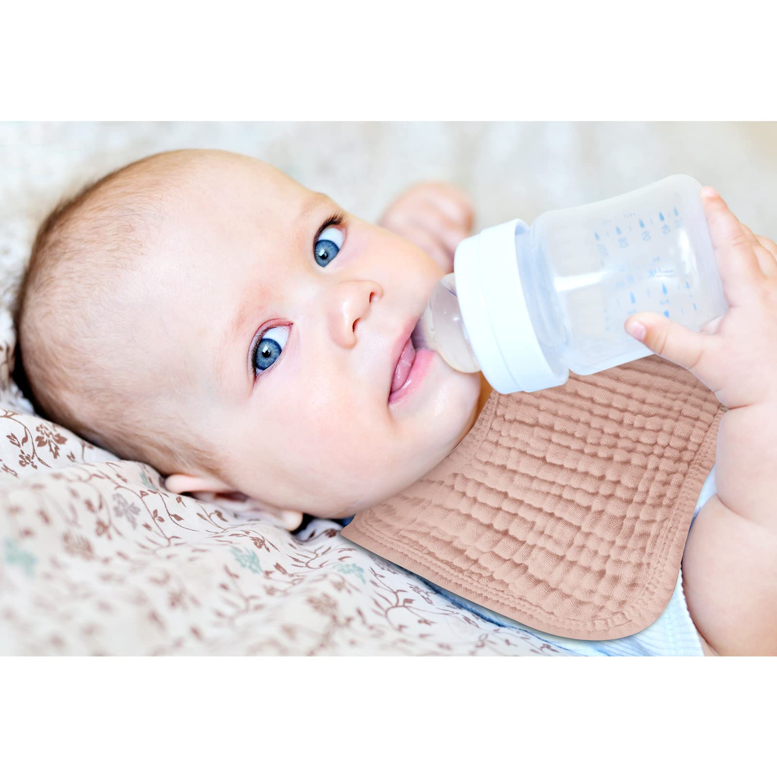 Tallew muslin bib and burp cloth pair for versatile baby care