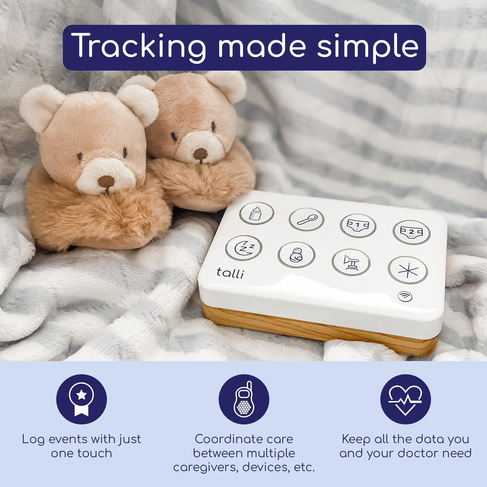 Talli Daily One-Touch Tracker app connectivity illustrating real-time data syncing.