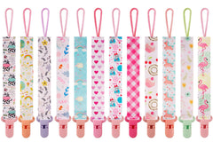 TAMHOO pacifier clips 12-designs set for easy outfit matching and secure pacifier use