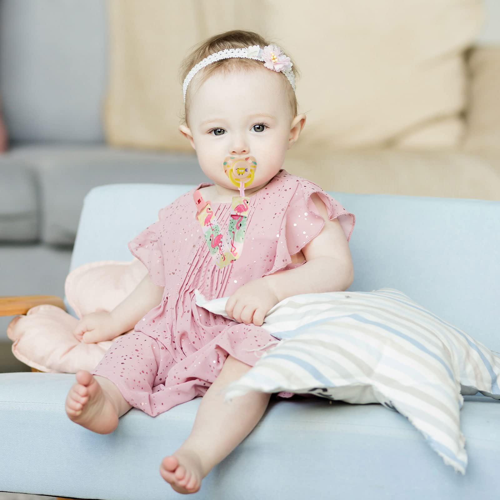TAMHOO pacifier clips dinosaur-pattern keeps pacifier secure during playtime